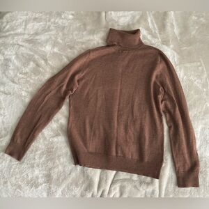 Halston Merino Wool Turtleneck Sweater Brown Size L